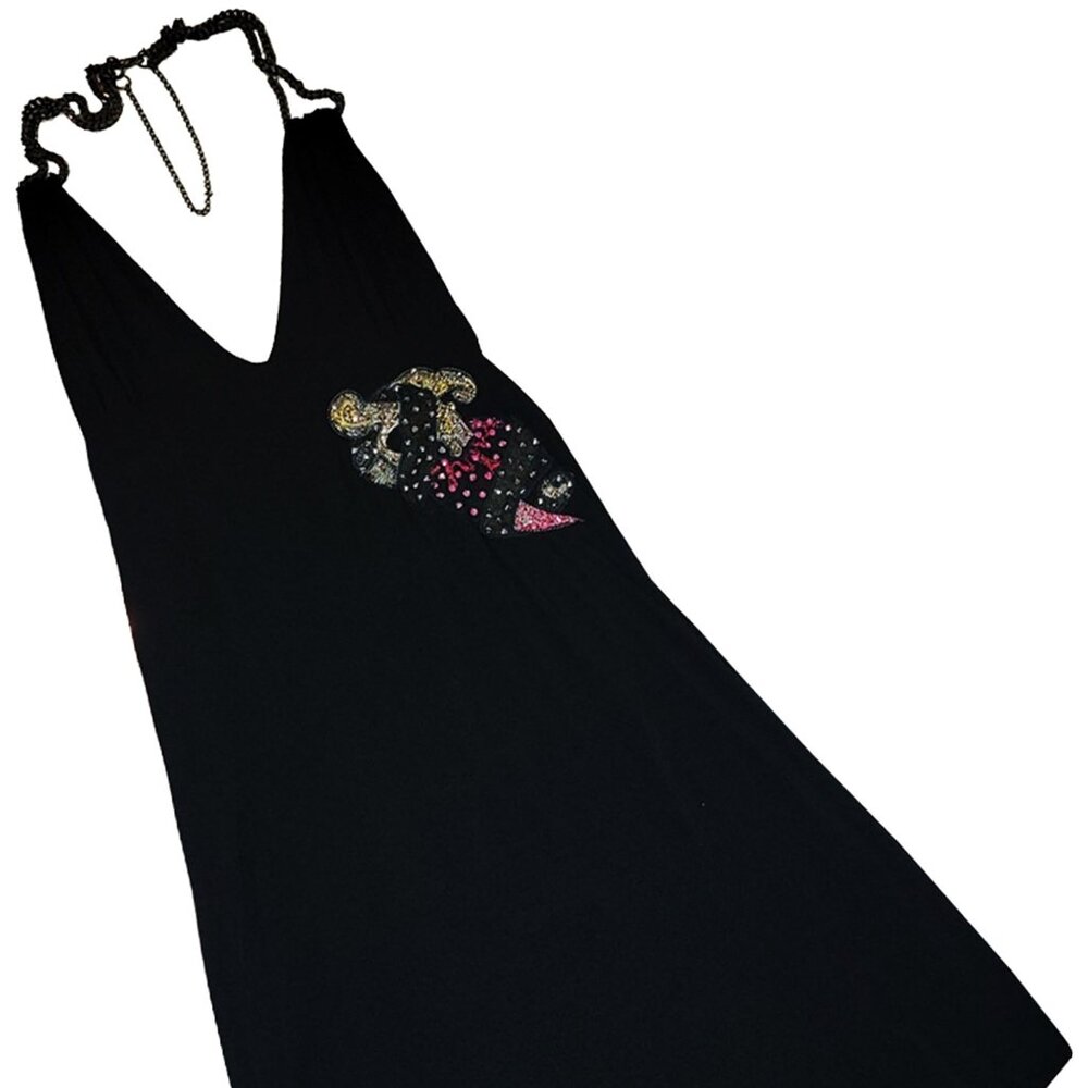 Stabbed Heart Embellished Women's Black Dress